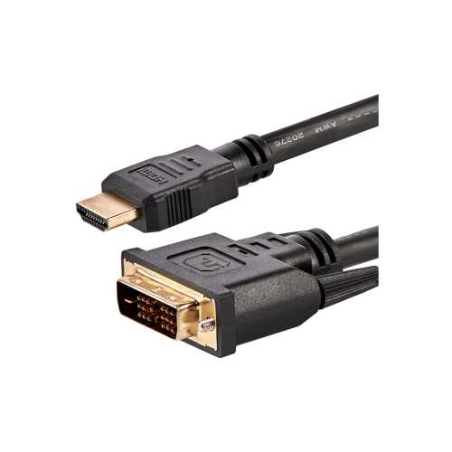 Startech HDMI to DVI Cable – 6 ft / 2m – HDMI to DVI-D Cable – HDMI Monitor Cable – HDMI to DVI Adapter Cable M/M – HDMIDVIMM6
