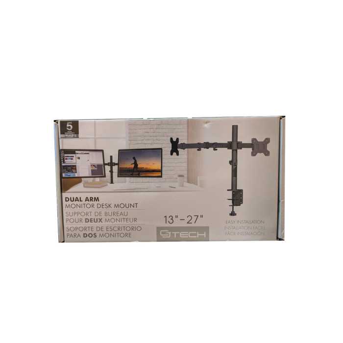 CJTech Dual Arm Monitor Desk Mount for 13" to 27" monitors, model 23985-PA