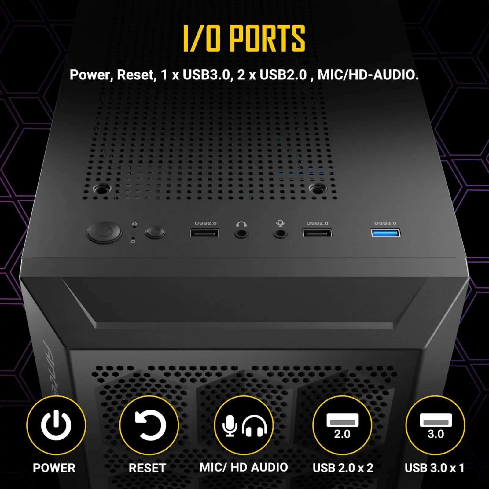 Antec NX200M RGB Micro-ATX Case IO