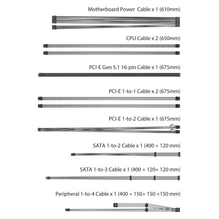 ASUS TUF Gaming 1000W Power Supply Cables