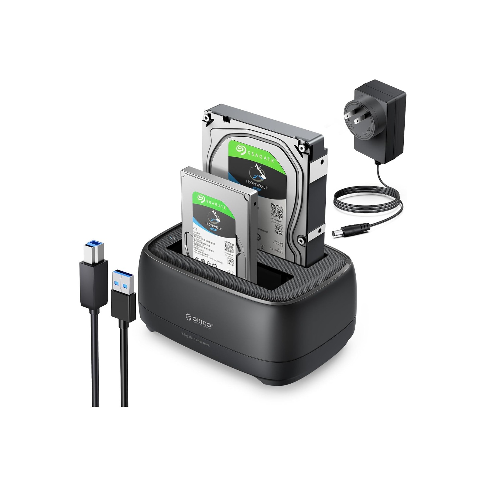ORICO RGB Docking Station Per Dischi Rigidi SATA 2,5/3,5 Pollici, USB-C 10 Gbps, Supporto Fino A 18 TB Per Slot, Clonazione Offline E 14 Modalità RGB, Alluminio, Grigio